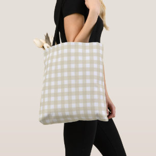 Faye Gingham Beige Tygkasse