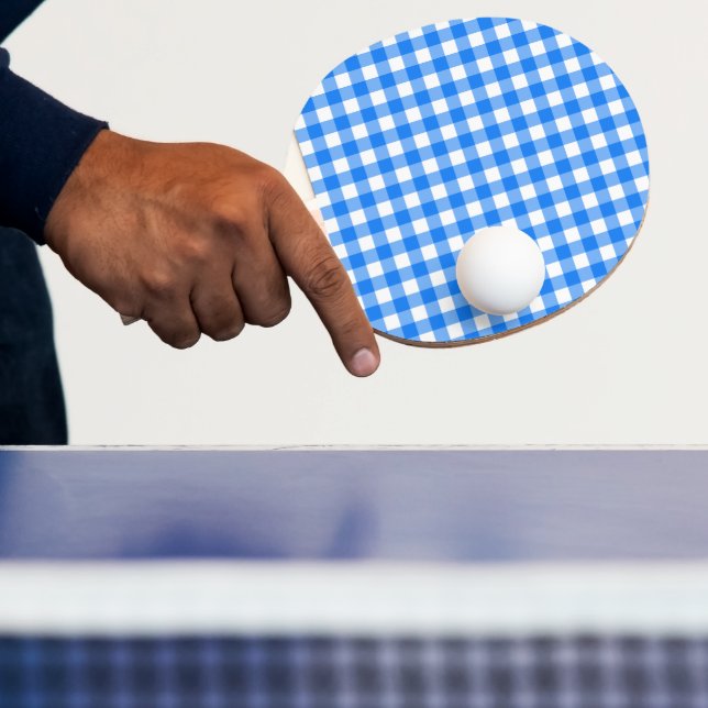 Faye & Lauren Blue Gingham Ping Pong Paddle Pingisracket (Insitu)