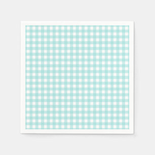 Faye och Lauren Aqua Blue Gingham Papper Pappersservett