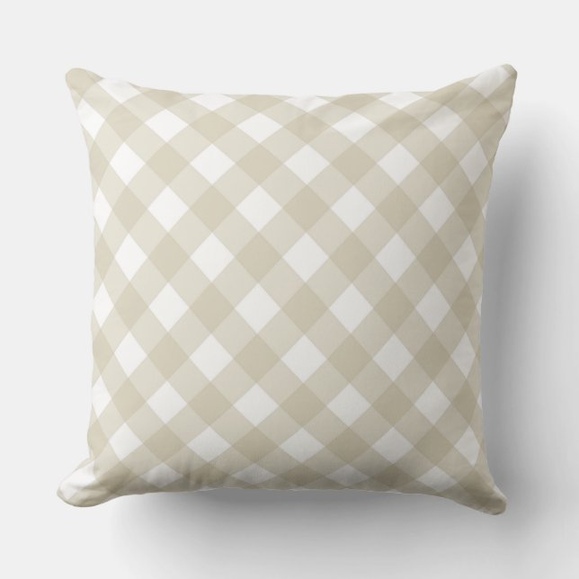 Faye och Lauren Beige Gingham Kudde (Framsida)