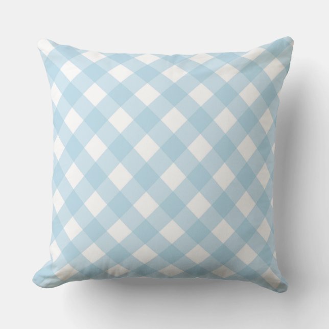 Faye och Lauren Blue Gingham Kudde (Framsida)