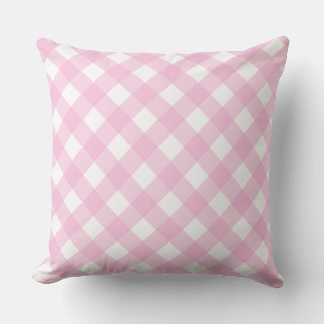 Faye och Lauren Bright Rosa Gingham Kudde (Framsida)