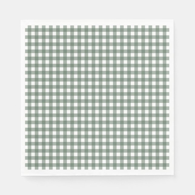 Faye och Lauren Fall Mörk grönt Gingham Pappersservett (Framsidan)