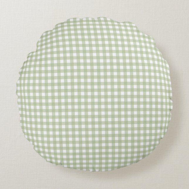 Faye och Lauren  Green Gingham 1 Rund Kudde (Framsidan)