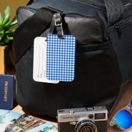 Faye och Lauren Himlar Blue Gingham Luggage Tag Bagagebricka