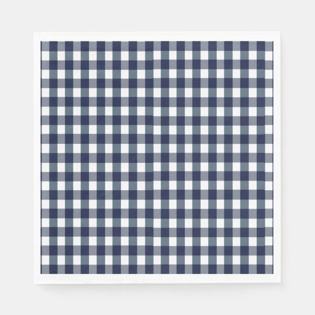 Faye och Lauren Navy Gingham Pappersservett (Framsidan)
