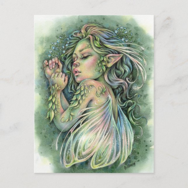 Faye Postcard Woodland Fairy Girl Fantasy Vykort (Framsida)