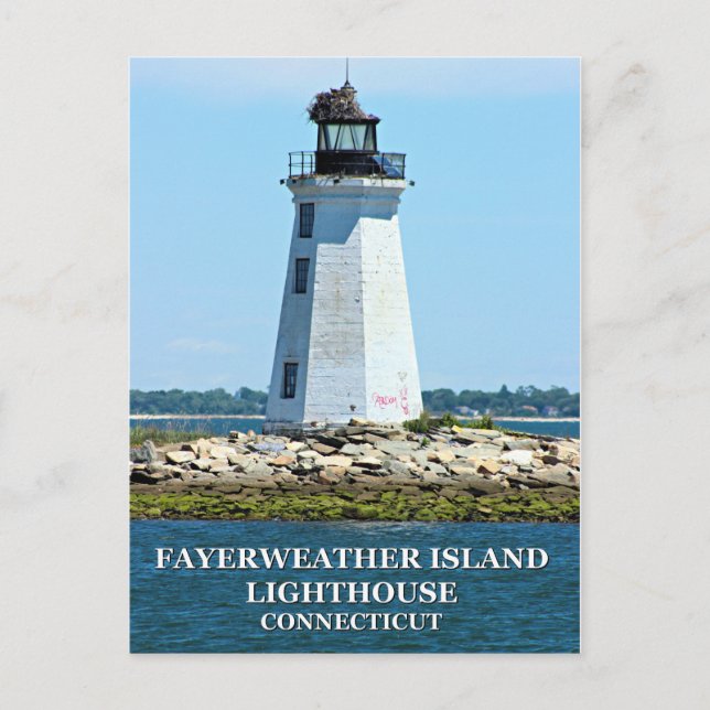 Fayerweather Island fyr, Connecticut Vykort (Framsida)