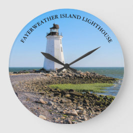 Fayerweather Island fyr CT Round Wall Clock Stor Klocka