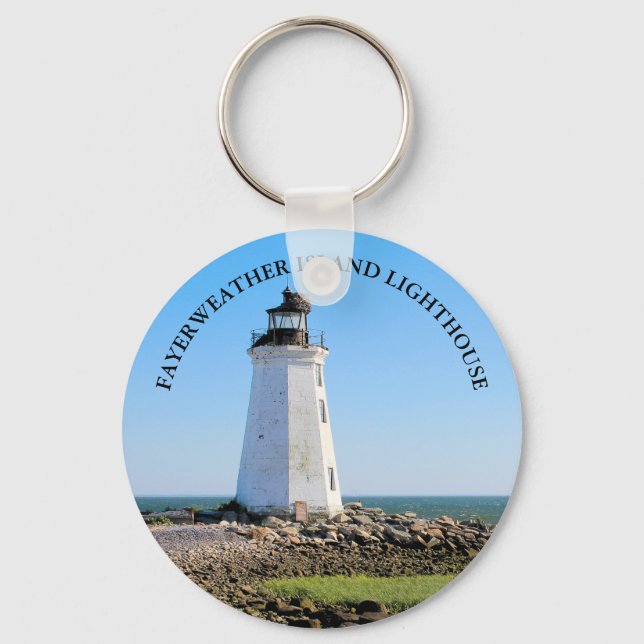 Fayerweather Island Lighthouse Connecticut Nyckelr Nyckelring (Framsida)