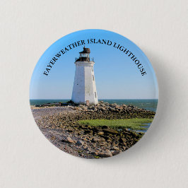 Fayerweather Island Lighthouse CT Round Pin Knapp