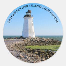 Fayerweather Island Lighthouse CT Round Sticker Runt Klistermärke