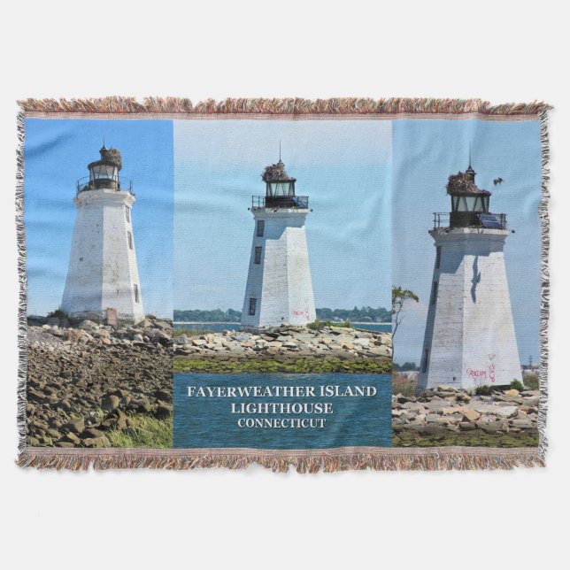 Fayerweather Island Lighthouse, CT Throw Blanket Filt (Framsidan)