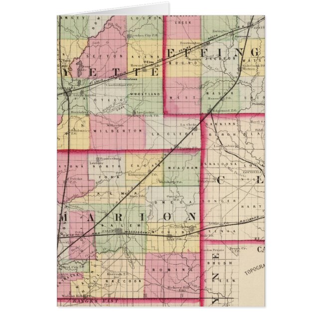 Fayette, Effingham, Marion, fylken Hälsningskort (Framsidan)