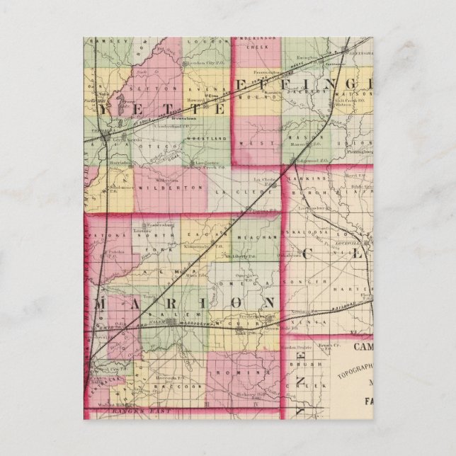 Fayette, Effingham, Marion, fylken Vykort (Framsida)