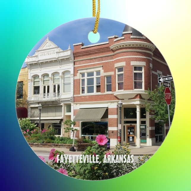 Fayetteville, Arkansas, fyrkantsfoto i centrum Julgransprydnad Keramik (Skapare uppladdad)