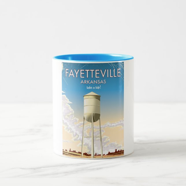 Fayetteville Arkansas Resemålning affisch Två-Tonad Mugg (Center)