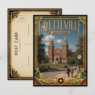 Fayetteville Arkansas Vintage Art Deco Guldåldern Vykort