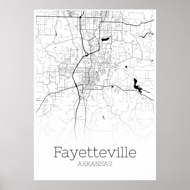Fayetteville Karta - Arkansas - City Karta Poster (Framsidan)