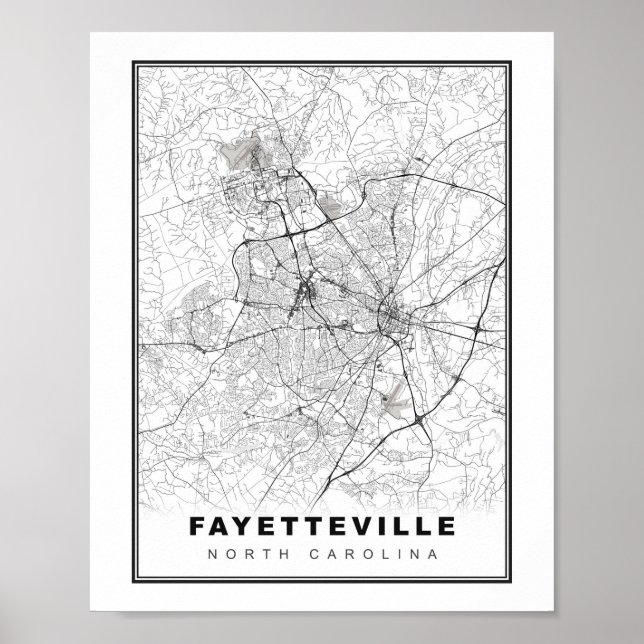 Fayetteville Karta Poster (Framsidan)