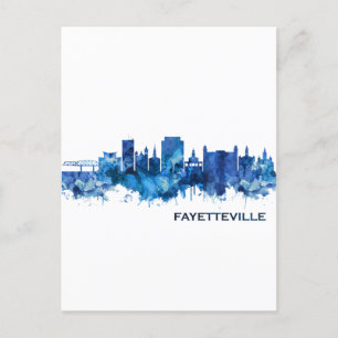 Fayetteville North Carolina Skyline Blue Inbjudan Vykort