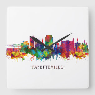 Fayetteville North Carolina Skyline Fyrkantig Klocka