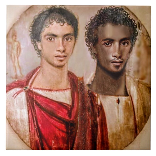 Fayum Älskare ... Egypten för romersk period Kakelplatta (Framsidan)