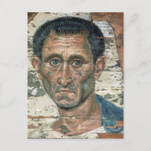 Fayum porträtt av en man i en blå kloak, vykort