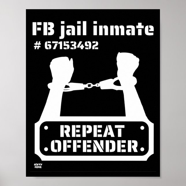 "FB JAIL INMATE" lustig fängelsefånge Poster (Framsidan)