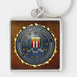 FBI Emblem Fyrkantig Silverfärgad Nyckelring