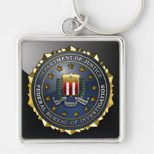 FBI Emblem Fyrkantig Silverfärgad Nyckelring