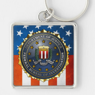 FBI Emblem Fyrkantig Silverfärgad Nyckelring