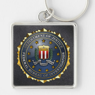FBI Emblem Fyrkantig Silverfärgad Nyckelring