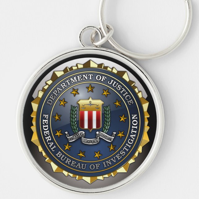 FBI Emblem Rund Silverfärgad Nyckelring (Framsidan)