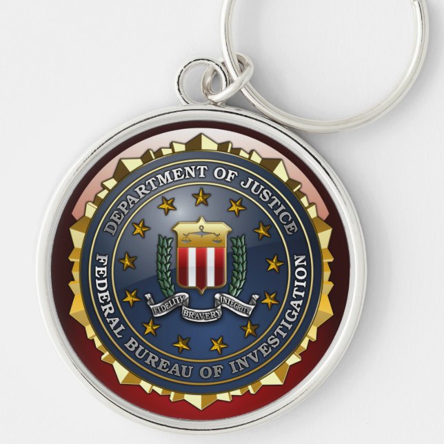 Fbi-Emblem Rund Silverfärgad Nyckelring (Framsidan)