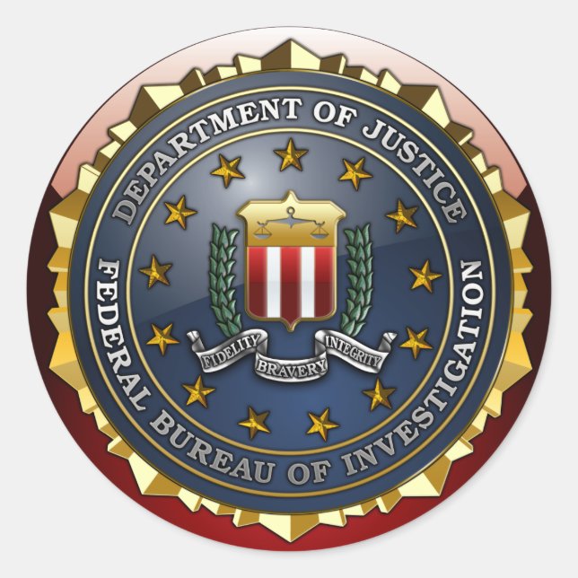 FBI Emblem Runt Klistermärke (Framsida)