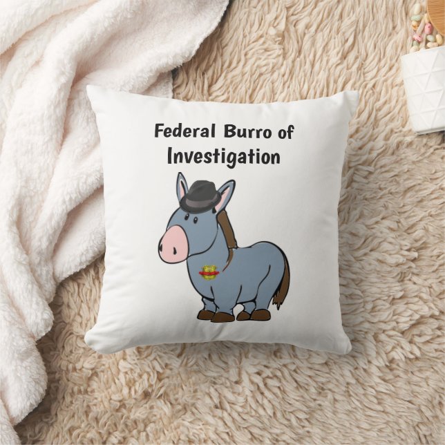 FBI Federal Burro of Investigation Donkey Tecknad Kudde (Filt)