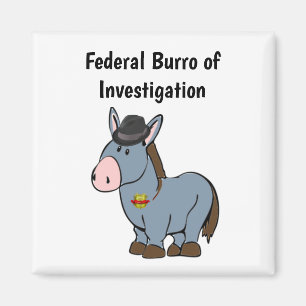 FBI Federal Burro of Investigation Donkey Tecknad Magnet