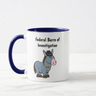 FBI Federal Burro of Investigation Donkey Tecknad Mugg