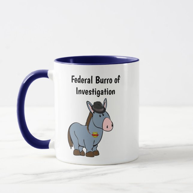 FBI Federal Burro of Investigation Donkey Tecknad Mugg (Vänster)