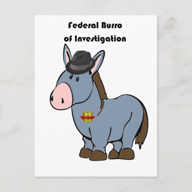 FBI Federal Burro of Investigation Donkey Tecknad Vykort (Framsida)