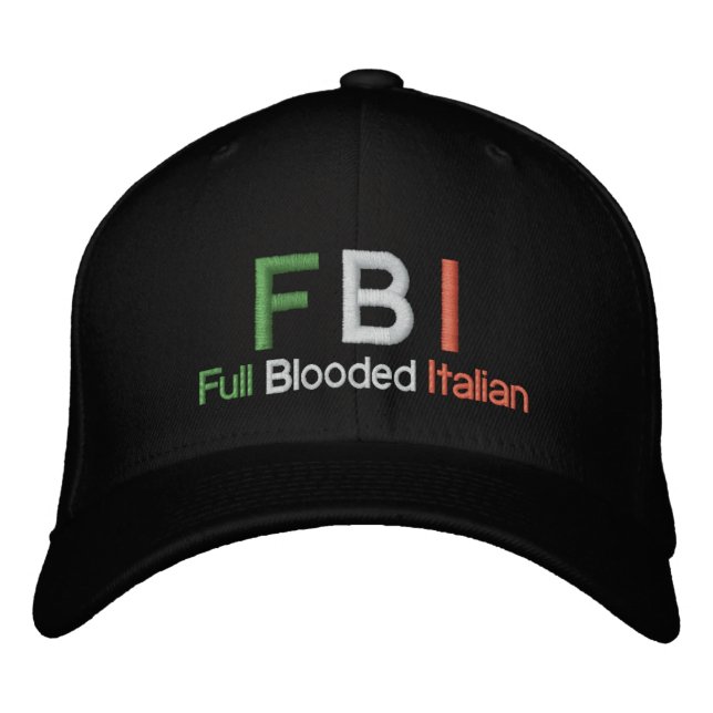 FBI-Fullt Blodade italienska Black Baseball Cap Broderad Keps (Framsida)