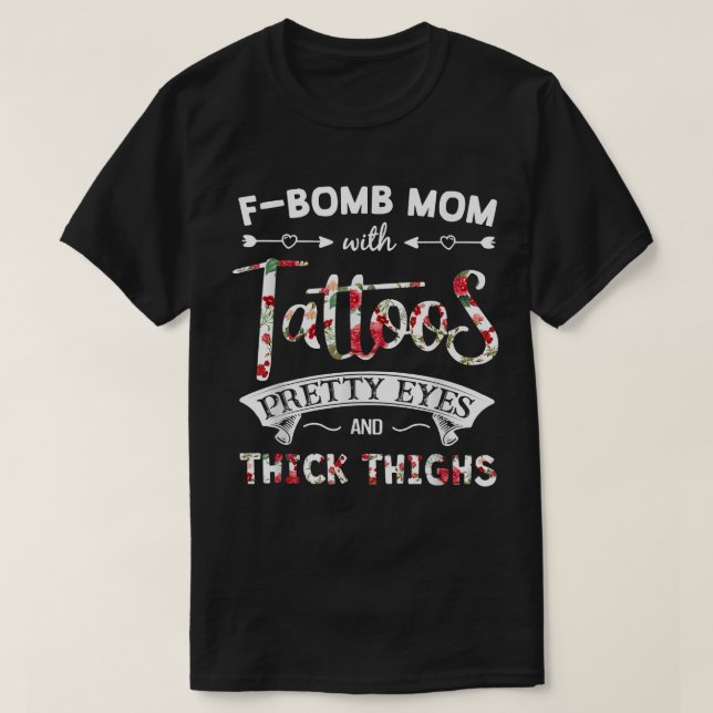 Fbomb Pitbull Mamma med Tattoos Söt Ögon och Thi T Shirt (Design framsida)