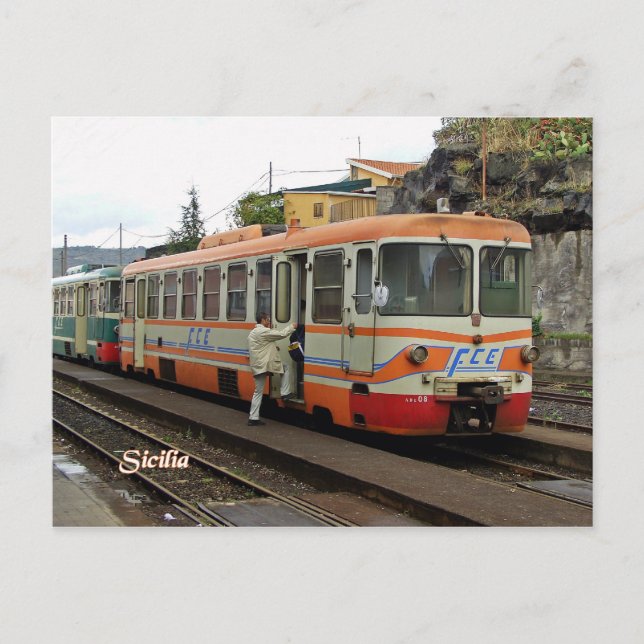 FCE Ferrovie Circum Etnea vid Bronté Vykort (Framsida)