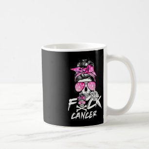 Fck Breast Cancer Women Warrior Rosa Ribbon Messy Kaffemugg