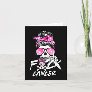 Fck Breast Cancer Women Warrior Rosa Ribbon Messy Kort