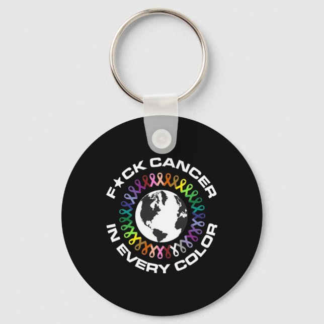 Fck Cancer på världscancerdagen i Färg för människ Nyckelring (Framsida)