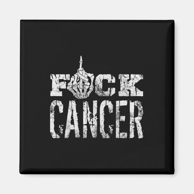 Fck Cancer Skeleton Mitten Breast Cancer Awareness Magnet (Framsidan)