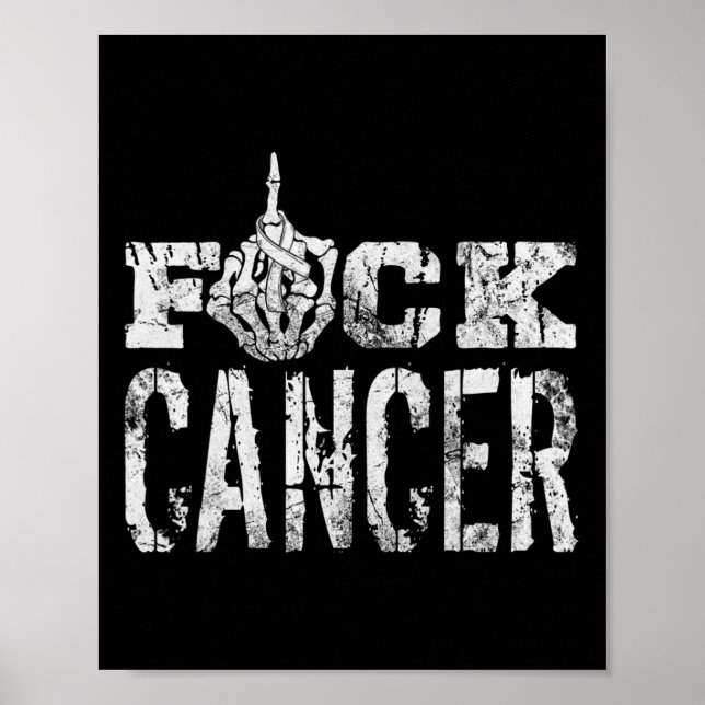 Fck Cancer Skeleton Mitten Breast Cancer Awareness Poster (Framsidan)