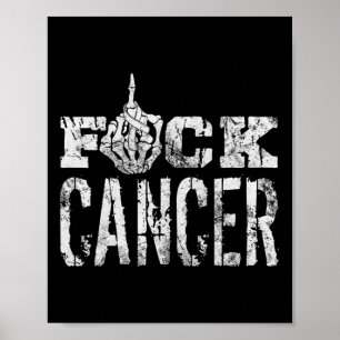 Fck Cancer Skeleton Mitten Breast Cancer Awareness Poster